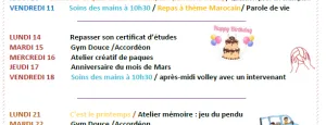Programme des animations du mois de mars 2022