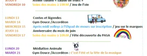 Programme des animation de juin 2022