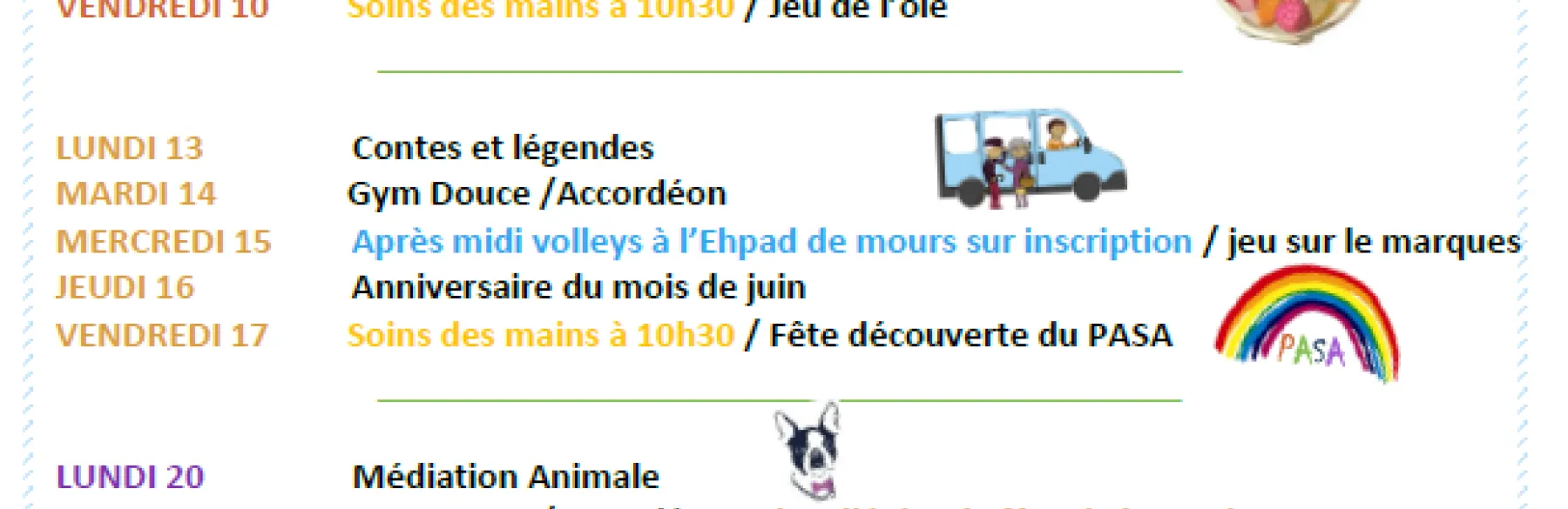 Programme des animation de juin 2022