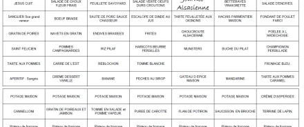 Menue de la semaine  44