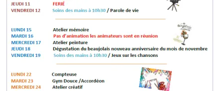 Animation du mois de novembre 2021