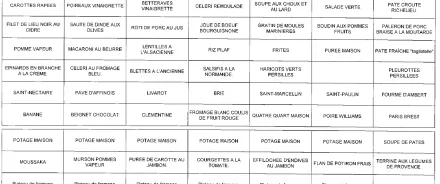 Menu de la semaine du 21 au 27 Février 