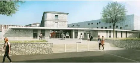 dessin de la façade d'une clinique