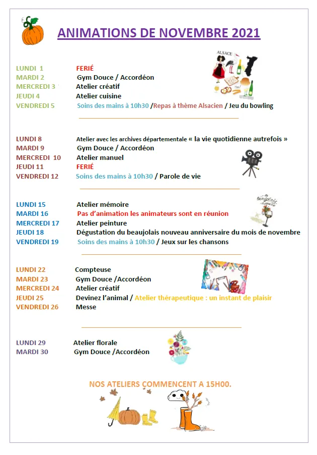 Animation du mois de novembre 2021