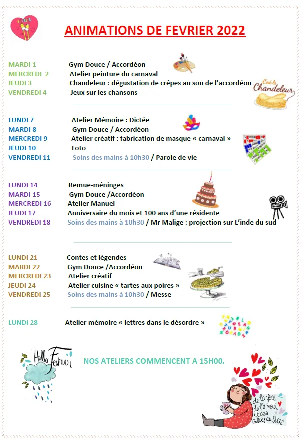Animations de février 2022