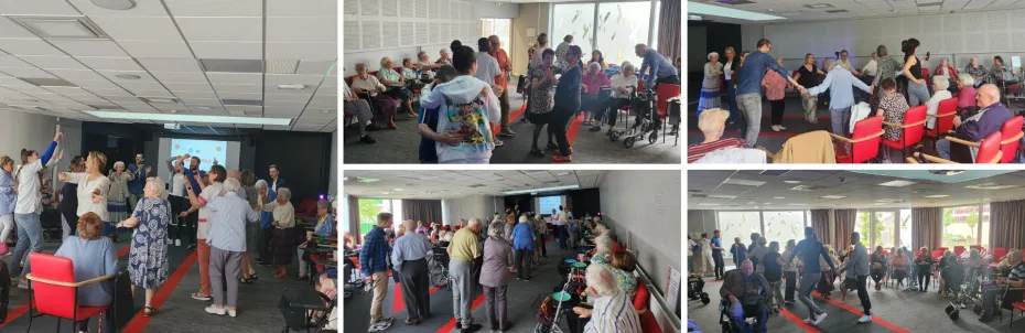 Le 22 mai, à l’occasion de la fête des voisins, la Cité des Ainés a organisé un thé dansant, avec l’appui des étudiants en management des organisations de santé. L’occasion de favoriser les échanges et le lien social entre les personnes âgées, les jeunes